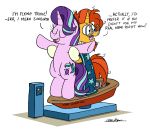  2018 bobthedalek clothed clothing cutie_mark dialogue english_text equine eyewear female feral friendship_is_magic glasses horn hug male mammal my_little_pony ship simple_background starlight_glimmer_(mlp) sunburst_(mlp) text toy unicorn vehicle white_background 
