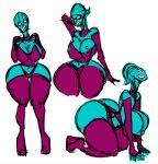  alien asari big_breasts big_butt breasts butt cephalopod cephalopod_humanoid clothed clothing female huge_breasts huge_butt humanoid kevemperor marine mass_effect nipples not_furry simple_background sketch smile squid tentacle_hair tentacles thick_thighs video_games white_background wide_hips 
