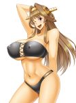  1girl bikini breasts huge_breasts kantai_collection kawanuma_uotsuri long_hair smile swimsuit 