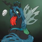  blush changeling female female_pred feral friendship_is_magic green_sclera looking_back my_little_pony nummynumz queen_chrysalis_(mlp) vore 