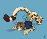  &lt;3 2018 anthro ass_up blep blush bottomless butt cheetah clothed clothing digital_media_(artwork) english_text feline female fur hair hybrid kora_brandis leopard mammal partially_clothed petting presenting presenting_hindquarters raised_tail simple_background smile snow_leopard solo text thelupinprincess tongue tongue_out 