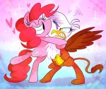  &lt;3 avian balloon beak cutie_mark duo earth_pony equine eyes_closed feathered_wings feathers female friendship_is_magic gilda_(mlp) gryphon hair horse hug mammal my_little_pony on_one_leg pink_hair pinkie_pie_(mlp) pony smile standing vdru7 wince wings yellow_eyes 