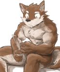  abs anthro barely_visible_genitalia biped black_eyes brown_fur canine cheek_tuft dog eyebrows frown fur holding_object kemono male mammal measuring multicolored_fur muscular muscular_male nude penis royalsobatya ruler simple_background sitting solo subtle_penis thick_eyebrows tuft two_tone_fur white_background white_fur 