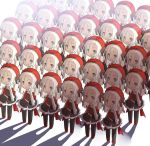  :d beret black_legwear blush brown_dress chibi clone collared_shirt commentary_request dress forehead girls_frontline grey_eyes hair_strand hat long_hair mp5_(girls_frontline) multiple_girls necktie open_mouth pantyhose red_footwear red_hat red_neckwear saru shadow shirt shoes sidelocks smile standing white_background white_hair white_shirt wrist_cuffs 