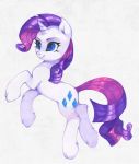  2018 blue_eyes colored_pencil cute cutie_mark equine eyebrows eyelashes female feral friendship_is_magic hair hi_res hooves horn lispp mammal my_little_pony nude portrait purple_hair rarity_(mlp) side_view simple_background smile solo traditional_media_(artwork) unicorn white_background 