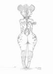  anthro butt collar female fur greyscale hyena kkinu line_art mammal monochrome pencil_(artwork) presenting presenting_hindquarters raised_tail solo traditional_media_(artwork) 