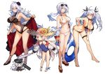  &gt;_&lt; alternate_costume ankle_ribbon anklet antenna_hair azur_lane bangs barefoot baseball_bat bikini black_bikini black_ribbon black_swimsuit blue_eyes blue_swimsuit blush breasts cape chibi cleavage closed_mouth coat collarbone commentary_request dual_persona earrings eyebrows_visible_through_hair eyes_visible_through_hair eyewear_on_head flower full_body fur-trimmed_cape fur_trim graf_zeppelin_(azur_lane) grey_hair hair_between_eyes hair_flower hair_ornament hair_ribbon hand_on_hip hand_on_own_leg hat hat_flower highres hips innertube iron_cross jacket jewelry large_breasts leaning_forward legs long_hair long_legs looking_at_viewer mephist-pheles messy_hair mole mole_on_breast multicolored_hair multiple_girls navel off_shoulder one-piece_swimsuit peaked_cap prinz_eugen_(azur_lane) red_eyes red_hair ribbon sandals scarf short_hair sidelocks silver_hair simple_background small_breasts smile standing stomach straw_hat streaked_hair sunglasses swept_bangs swimsuit thigh_strap thighs tirpitz_(azur_lane) translation_request two_side_up very_long_hair white_background white_bikini yellow_eyes z46_(azur_lane) 