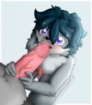  2017 age_difference ambiguous_species anthro anthro_on_anthro balls big_eyes big_penis biped black_fur black_nose blue_background blue_eyes blue_hair blush border cheek_tuft circumcised cub cum cum_in_mouth cum_inside cum_on_face cum_on_penis duo erection eyebrows_visible_through_hair faceless_male fellatio fur grey_fur hair humanoid_penis kneeling lagomorph larger_male log_(artist) male male/male mammal multicolored_fur nude older_male open_mouth oral penis penis_grab penis_size_difference rabbit sex signature simple_background size_difference smaller_male solo_focus tongue tongue_out tuft two_tone_fur vein veiny_penis white_border white_fur young younger_male 