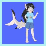  anthro black_hair catfish child clothed clothing cub cute female fish hair marine shirt shorts solo t-shirt tailfin whiskers whisky_catfish young 
