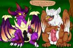  avian comparing dialogue dragon duo english_text erection gryphon male malefor penis scalie shalonesk spyro_the_dragon text the_legend_of_spyro video_games western_dragon 