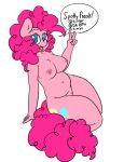  blue_eyes equine female flatcolor friendship_is_magic fullbody fur hair horse mammal my_little_pony nipples peace_sign_(disambiguation) pink_fur pink_hair pinkie_pie_(mlp) pony pussy slightly_chubby solo spottyfreak 