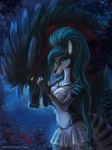  2018 blue_hair breasts canine clothed clothing digital_media_(artwork) female fur hair lenika lexi mammal nikolaosflamel purple_eyes rainfallen stripes wolf zionsangel 