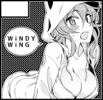  animal_ears animal_hood blush_stickers breasts cat_ears cleavage commentary_request greyscale hood hoodie kusanagi_tonbo large_breasts leaning_forward monochrome original paw_print solo speech_bubble 