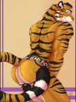  anthro badboy balls butt clothing dorosheva-e feline jockstrap karnal male mammal nude pinup pose presenting raised_tail solo tiger underwear 