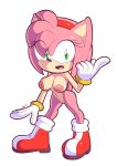  2018 absurd_res amy_rose areola big_eyes big_head boots bracelet breasts clothing erect_nipples female footwear gloves green_eyes hairband hedgehog hi_res jewelry mammal mostly_nude navel nipples open_mouth pointing pussy simple_background solo sonic_(series) supersegasonicss white_background 