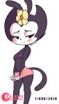  &lt;3 aged_up animaniacs animated anthro bandeau black_eyes black_fur blush breasts clothed clothing clothing_lift diives dot_warner female flashing flower fur half-closed_eyes inkblot looking_at_viewer navel nipples plant presenting pussy red_nose seductive simple_background skimpy skirt skirt_lift small_breasts smile solo upskirt warner_brothers white_background young 