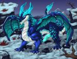  balls claws dragon erection feral knot looking_at_viewer male penis scalie snow solo weisswinddragon western_dragon wings 