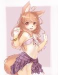  amber_loli_(character) anthro bd_collie bikini blush canine chest_tuft clothed clothing dog fangs female flat_chested hair hi_res kemono loincloth looking_at_viewer mammal open_mouth red_eyes simple_background smile solo standing swimsuit tuft young 