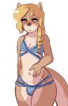  &lt;3 &lt;3_eyes 5_fingers amber_eyes anthro barely_visible_genitalia blonde_hair blush braided_hair brown_fur bulge clothed clothing countershade_torso countershading crossdressing front_view fur girly hair hand_on_stomach humanoid_hands lingerie male mammal mustelid navel open_mouth otter penis penis_base portrait rainbowsprinklesart simple_background single_braid solo standing subtle_penis three-quarter_portrait white_background 