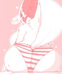  &lt;3 anthro big_breasts big_butt blush breasts butt clothed clothing fdokkaku female fur huge_breasts looking_at_viewer mammal monochrome nintendo panties pok&eacute;mon pok&eacute;mon_(species) rear_view sitting solo topless underwear video_games white_fur zangoose 