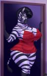  &quot;big_mama&quot;_rosie_(blackfox85) anthro big_breasts black_hair black_lips blackfox85 breasts clothing doorway equine erect_nipples eyewear female glasses hair huge_breasts inside lingerie looking_at_viewer mammal mature_female nipples pussy smile solo standing stripes translucent transparent_clothing voluptuous wide_hips yellow_eyes zebra 