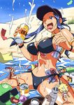  ;p alcohol armlet baba baseball_cap beach beer bikini blonde_hair blue_hair blush bottle breasts can cirima cleavage crossed_legs day drinking_straw fairy hat lala_(ojamajo_doremi) large_breasts long_hair majorika messy minigirl multiple_girls ojamajo_doremi one-piece_swimsuit one_eye_closed open_mouth orihime_(ojamajo_doremi) outdoors pink_hair sandals sexually_suggestive side-tie_bikini sitting sky spill spread_legs submerged suggestive_fluid sunglasses swimsuit tongue tongue_out very_long_hair witch_hat wristband 