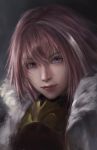  armor astolfo_(fate) bangs commentary face fate/apocrypha fate_(series) fur_trim hair_intakes looking_at_viewer male_focus multicolored_hair otoko_no_ko pink_hair purple_eyes solo streaked_hair viet_le_quoc 