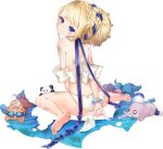  artist_request ass bare_shoulders barefoot bird blonde_hair blue_eyes cat elephant familiar from_behind full_body long_hair looking_at_viewer official_art oshiro_project oshiro_project_re panda schloss_schonbrunn_(oshiro_project) sitting solo swimsuit torn_clothes torn_swimsuit transparent_background turkey 