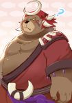  2018 anthro bear belly brown_fur clothed clothing dagger_(sdorica_sunset) fur male mammal moobs nipples overweight overweight_male sdorica_sunset solo wl02024945 