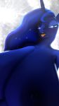  2018 3d_(artwork) anthro anthrofied areola big_breasts blue_eyes blue_hair breasts digital_media_(artwork) equine female friendship_is_magic hair horn huge_breasts hyper hyper_breasts lipstick lunar57 makeup mammal moon my_little_pony nipples princess_luna_(mlp) solo source_filmmaker tongue tongue_out unicorn 