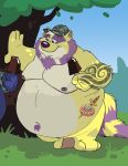  age_progression belly big_belly dessert food ice_cream mammal photoshop procyonid raccoon raccoondrew tattoo weight_gain 