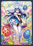  animal_ears bangs blue_choker blue_eyes blue_hair blue_sky breasts bunny_ears bunny_tail choker cloud cloudy_sky collarbone company_connection copyright_name day easter easter_egg egg fire_emblem fire_emblem:_kakusei fire_emblem_cipher fire_emblem_heroes flower frilled_choker frills full_body gloves high_heels holding leotard logo long_hair looking_at_viewer lucina matsurika_youko official_art open_mouth outdoors pantyhose petals polka_dot puffy_sleeves see-through short_sleeves sky small_breasts smile solo striped tail 