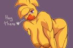 &lt;3 2018 anthro areola avian beak bent_over big_breasts breasts cleavage clothed clothing crisis-omega dialogue english_text feathers female freckles huge_breasts looking_at_viewer muscle_bird muscular nipples pink_eyes simple_background smile text 