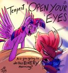  2018 awake bed broken_horn dialogue english_text equine eye_scar female friendship_is_magic horn jowybean mammal my_little_pony princess_luna_(mlp) scar tempest_shadow_(mlp) text twilight_sparkle_(mlp) unicorn 