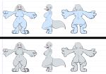  2013 alien areola big_breasts big_butt bodysuit breasts butt canine clothed clothing digital_media_(artwork) digitigrade female fluffy fluffy_tail lagotrope mammal model_sheet neumono nipples nude pussy rokoa skinsuit solo spread_arms standing thick_thighs tight_clothing 