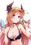  :p bangs bare_arms bare_shoulders black_bikini_top blush breasts brown_hair cleavage collarbone commentary_request dark_angel_olivia eyebrows_visible_through_hair eyes_visible_through_hair flower food gem granblue_fantasy hair_between_eyes hair_flower hair_ornament hairband halter_top halterneck head_tilt heart hibiscus highres holding holding_food horns ice_cream ice_cream_cone long_hair looking_at_viewer medium_breasts orange_flower popsicle purple_wings red_eyes red_flower shiny shiny_hair shiny_skin sidelocks simple_background smile solo tomo_(user_hes4085) tongue tongue_out upper_body white_background wings 