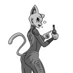  alcohol beverage bodysuit butt_pose clothing drunk feline female katia_managan khajiit mammal prequel rockarboom skinsuit the_elder_scrolls tight_clothing vault_tec_jumpsuit video_games 