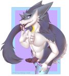  2018 5_fingers alpha_channel anthro belt biped blue_eyes blue_pants butt_fluff claws clothed clothing countershading cunnilingus_gesture digital_drawing_(artwork) digital_media_(artwork) dipstick_tail exposed fur gesture grey_fur grin half-length_portrait half_naked high-angle_view humanoid_penis kazucinza keel kel looking_aside looking_at_viewer lust male mammal mane markings multicolored_tail pants pattern_background penis poking_out portrait scar sergal shaded shoulder_tuft signature simple_background smile snout solo standing suggestive suggestive_gesture tail_tuft tan_fur three-quarter_view tongue tongue_out topless transparent_background tuft vilous_universe yellow_markings 