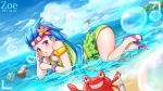  1girl absurdly_long_hair alternate_costume alternate_eye_color alternate_hair_color bare_shoulders bikini bow bowtie flower frilled_bikini frilled_skirt frills goggles hair_flower hair_ornament league_of_legends long_hair pool_party_zoe skirt swimsuit very_long_hair zoe_(league_of_legends) 