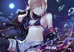  apron artoria_pendragon_(all) artoria_pendragon_(swimsuit_rider_alter) bangs black_bikini_top black_jacket black_legwear black_neckwear black_skirt blonde_hair bow bowtie breasts commentary_request eyebrows_visible_through_hair fate/grand_order fate_(series) frilled_apron frilled_bikini_top frilled_skirt frills full_moon ground_vehicle gun holding holding_gun holding_weapon jacket leg_garter long_sleeves looking_down maid_headdress md5_mismatch medium_breasts mob mocha_(mokaapolka) moon moonlight motor_vehicle motorcycle navel neck_garter night night_sky open_clothes open_jacket pale_skin parted_lips short_hair sitting skirt sky solo sparkle swimsuit thighhighs underboob unzipped waist_apron water weapon yellow_eyes 
