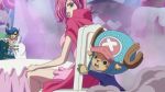  1boy 1girl one_piece pink_hair screencap tony_tony_chopper vinsmoke_reiju 