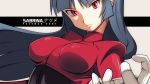  bangs black_hair breasts commentary eyebrows_visible_through_hair gloves highres long_hair looking_at_viewer natsume_(pokemon) pokemon pokemon_(game) pokemon_rgby red_eyes smile vivivoovoo 