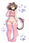  2016 :&lt; animal_humanoid bell_collar bra breasts brown_hair cat_humanoid cat_keyhole_bra cat_lingerie clothed clothing collar digital_media_(artwork) feline female fully_clothed hair humanoid krakenparty lingerie mammal minina_(krakenparty) navel pawprint pink_bra pink_panties pink_underwear ribbons signature simple_background small_waist solo standing tail_ribbon thick_thighs thigh_gap underwear white_background wide_hips 