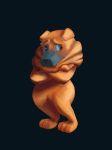  2015 3_toes ambiguous_gender anthro black_background blue_eyes brown_fur canine crossed_arms deersun digital_media_(artwork) dog fur mammal nude sharpei simple_background solo toes 