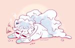  2018 4_toes absurd_res alolan_vulpix ambiguous_gender black_nose blep canine digital_drawing_(artwork) digital_media_(artwork) dripping eyes_closed feral flufflix fluffy fluffy_tail frown goo_creature grey_body hi_res hindpaw humor lying mammal mane markings melting nintendo on_front overheated panting pawpads paws pink_background pink_pawpads pink_tongue pok&eacute;mon pok&eacute;mon_(species) quadruped regional_variant shadow simple_background socks_(marking) solo sparkle toes tongue tongue_out toony two_tone_body video_games white_body white_mane white_tail 
