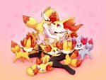  &lt;3 2018 3_fingers 3_toes ambiguous_gender anthro biped black_fur black_nose braixen canine carrying curious cute digital_drawing_(artwork) digital_media_(artwork) dipstick_tail eye_contact eyes_closed fennekin feral flufflix fur gradient_background group heart_background inner_ear_fluff large_group level_difference looking_at_another looking_at_viewer mammal multicolored_fur multicolored_tail neck_tuft nintendo nude object_in_mouth open_mouth open_smile orange_background orange_eyes pattern_background pink_background pok&eacute;mon pok&eacute;mon_(species) pseudo_clothing quadruped red_eyes red_fur shiny_pok&eacute;mon shoulder_tuft simple_background sitting size_difference sleeping smile snout standing stick toes toony tuft video_games wariza warm_colors white_fur yellow_fur 