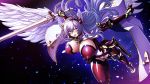  breasts food game_cg huge_breasts purple_hair sword tagme waffle weapon wings 