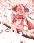  1girl alternate_costume chio_(akiciou) food_fantasy open_mouth pink_eyes pink_hair sakuramochi_(food_fantasy) solo tagme tree 