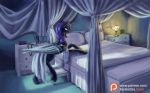  bed bedroom black_horse equine fan_character female feral hair hooves horn horse invalid_color invalid_tag kirillk mammal my_little_pony nightwear nyx_(mlp) pony purple_hair seductive slit_pupils solo unicorn winged_unicorn wings 
