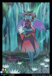  anthro aurora_borealis azaleesh blue_skin clothed clothing dragon female flower flower_in_hair footwear grey_hair hair holding_object ice membranous_wings natalie plant portrait shoes smile solo standing tail_tuft tuft wings 